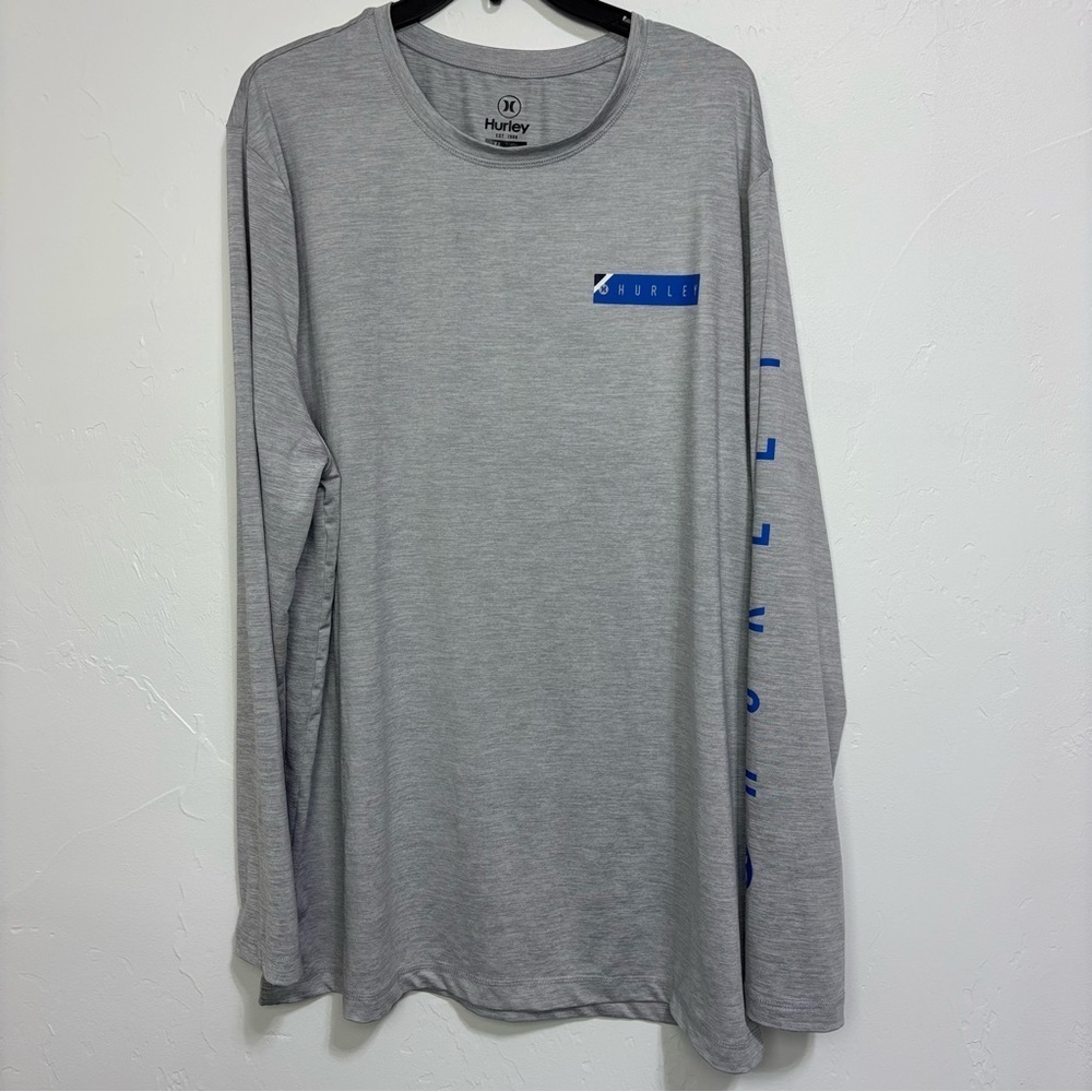Hurley Long Sleeve T Shirt Men's XL Gray Graphic Athletic Activewear